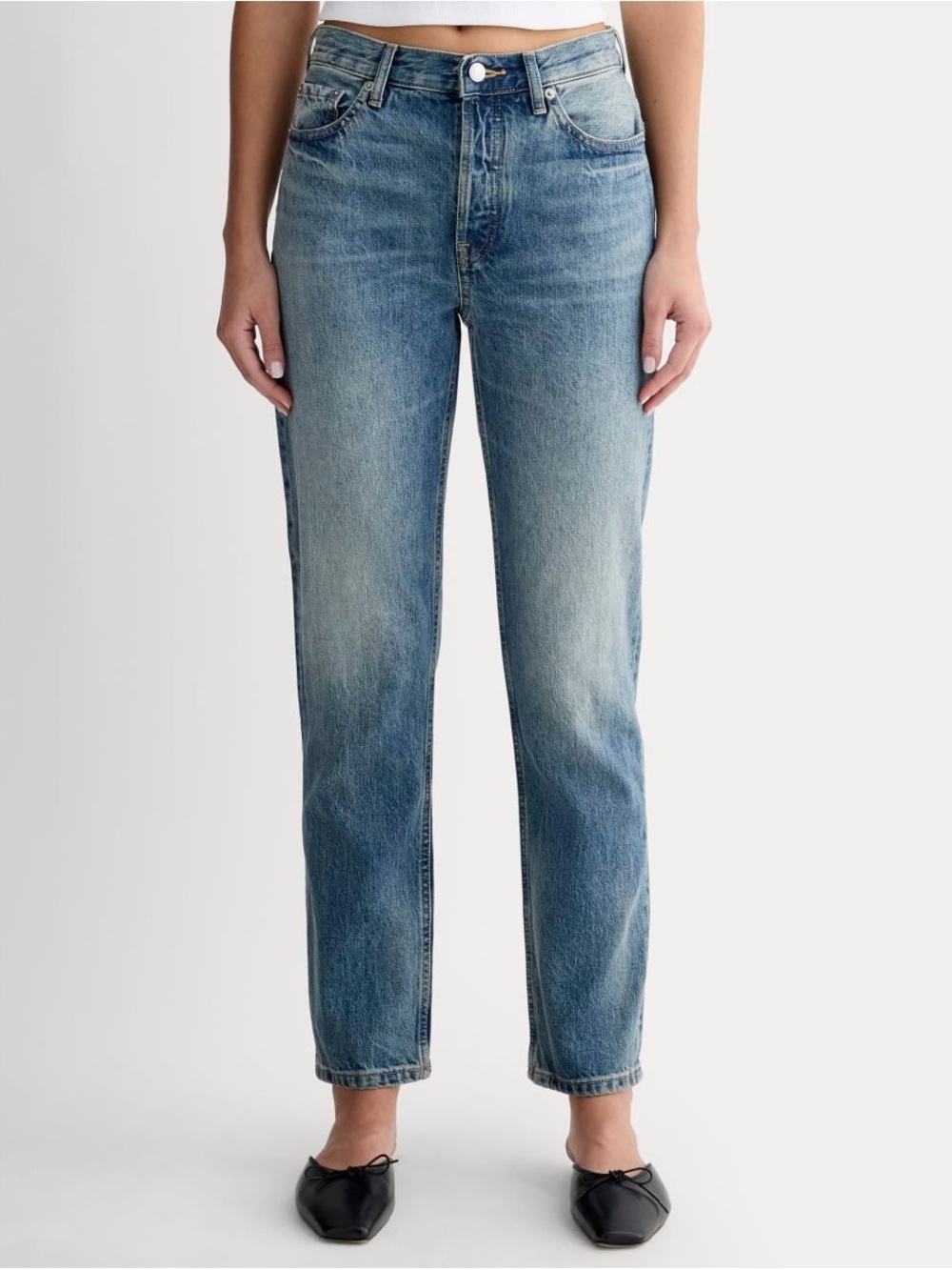Everlane The 90's Cheeky Jean Straight Leg Mid Rise Blue Wash Denim Size 26